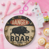 Danger Boar Zone Funny Wild Boar Hunter Gift ペーパープレート (パーティー)