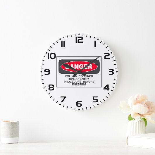 Danger Confined Space Entry Safety Warning ラージ壁時計