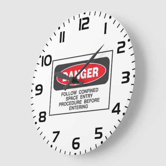 Danger Confined Space Entry Safety Warning ラージ壁時計 (傾斜)