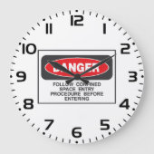 Danger Confined Space Entry Safety Warning ラージ壁時計 (正面)
