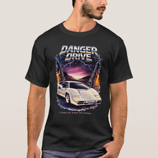 Danger Drive – Full Speed in Hell Retro 80s Superc Tシャツ (正面)
