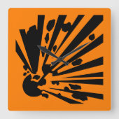 Danger – explosive – Gefahr Warnzeichen Warning スクエア壁時計 (正面)