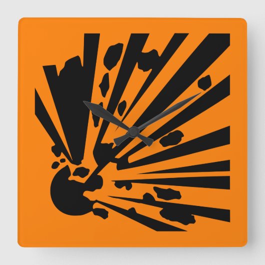 Danger – explosive – Gefahr Warnzeichen Warning スクエア壁時計 (正面)