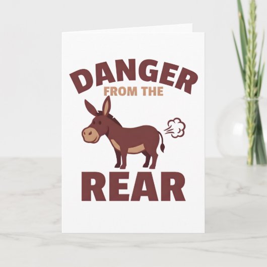 Danger from The Rear Funny Donkey Humor カード (正面)