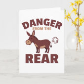 Danger from The Rear Funny Donkey Humor カード (黄色い花)