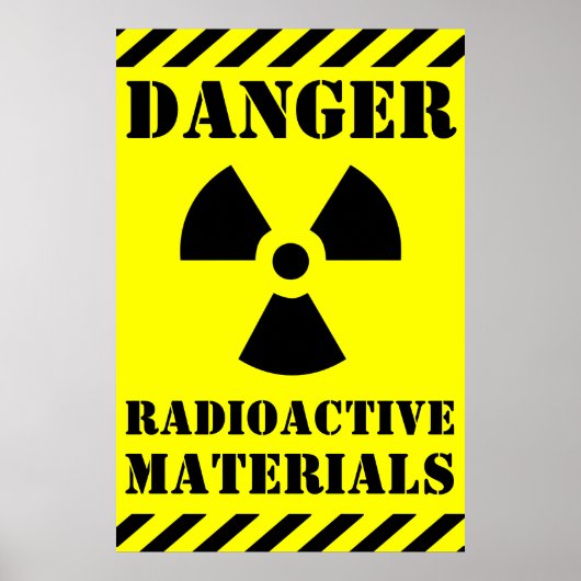 DANGER RADIOACTIVE MATERIALS Sign Halloween Prop ポスター (正面)
