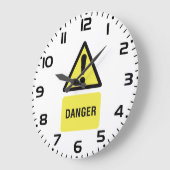 Danger Warning Sign Yellow Triangle Exclamation ラージ壁時計 (傾斜)