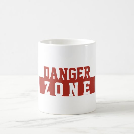 Danger Zone / モダンなシンプルデザイン 赤 白 コーヒーマグカップ (中央)