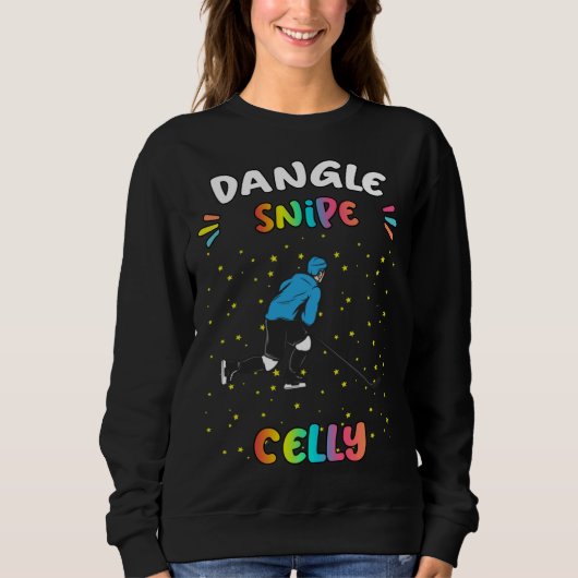 Dangle Snipe Celly Hockey Sarcastic Humor スウェットシャツ (正面)