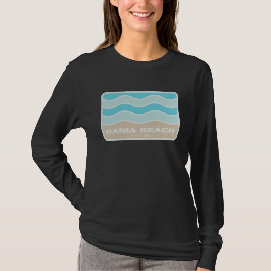 Dania Beach Florida Retro FL Waves Beach Souvenir Tシャツ (正面)