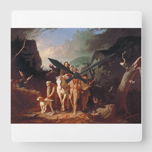 Daniel Boone escorting settlers スクエア壁時計 (正面)