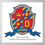 Daniel boys name letter D meaning heraldry shield ポスター (正面)