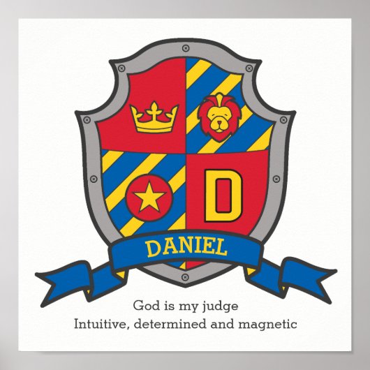 Daniel boys name letter D meaning heraldry shield ポスター (正面)