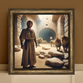 Daniel in the Lion Den Christian Bible Art ポスター