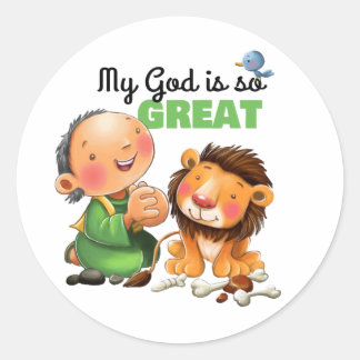 Daniel in the lions den Bible verseシール ラウンドシール