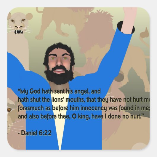 Daniel in the Lions' Den I Stickers スクエアシール (正面)