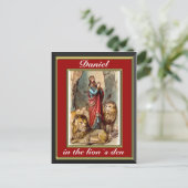 Daniel in the lions den red and金ゴールドはがき ポストカード (スタンド正面)