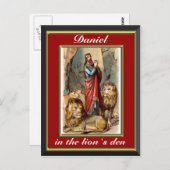 Daniel in the lions den red and金ゴールドはがき ポストカード (正面/裏面)