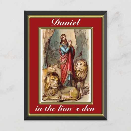 Daniel in the lions den red and金ゴールドはがき ポストカード (正面)