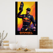 Daniel Ricciardo portrait with formula one car  ポスター (キッチン)