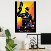 Daniel Ricciardo portrait with formula one car  ポスター (ホームオフィス)