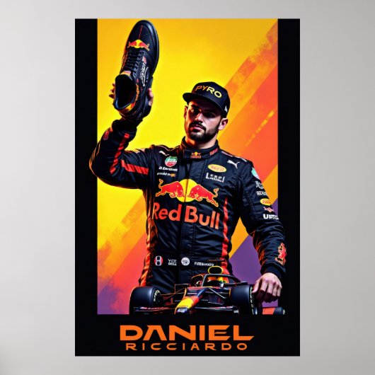 Daniel Ricciardo portrait with formula one car  ポスター (正面)