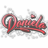 Daniela red Heart Graffiti Aufkleber Sticker シール (正面)