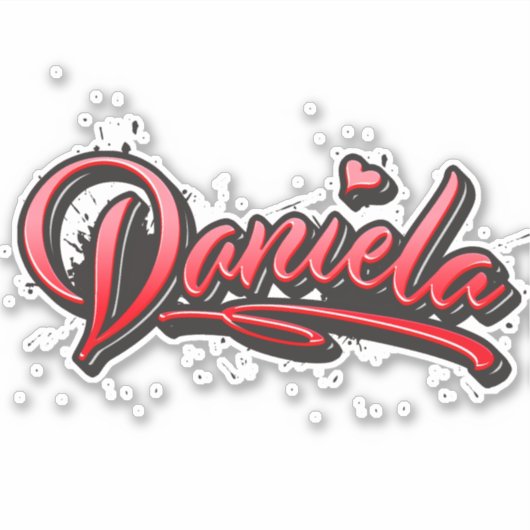 Daniela red Heart Graffiti Aufkleber Sticker シール (正面)