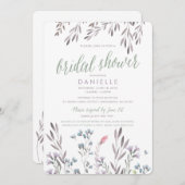 Danielle – ワイルドフラワー結婚のブライダルシャワー 招待状 (正面/裏面)