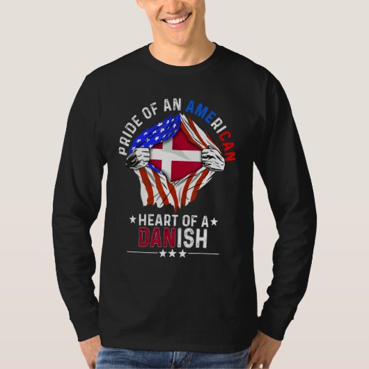 Danish American America Pride Foreign Country Denm Tシャツ (正面)