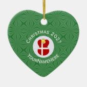 Danish Angel Christmas Name Year Heart セラミックオーナメント (正面)