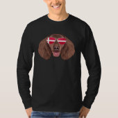 Danish Flag American Water Spaniel Dog Denmark Poc Tシャツ (正面)