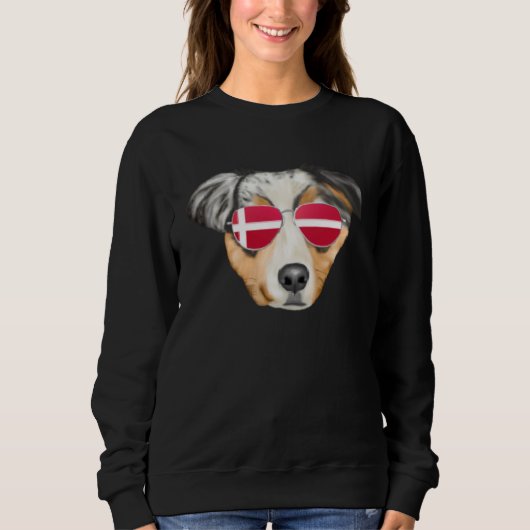 Danish Flag Australian Shepherd Dog Denmark Pocket スウェットシャツ (正面)