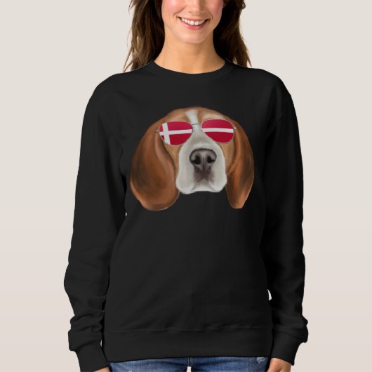 Danish Flag Beagle Dog Denmark Pocket スウェットシャツ (正面)