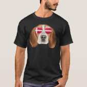 Danish Flag Beagle Dog Denmark Pocket Tシャツ (正面)