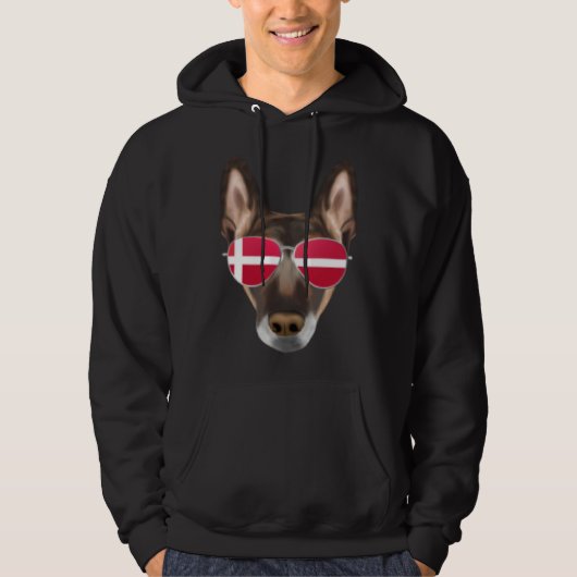 Danish Flag Belgian Malinoi Dog Denmark Pocket パーカ (正面)
