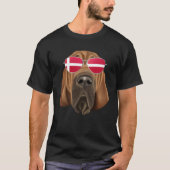 Danish Flag Bloodhound Dog Denmark Pocket Tシャツ (正面)