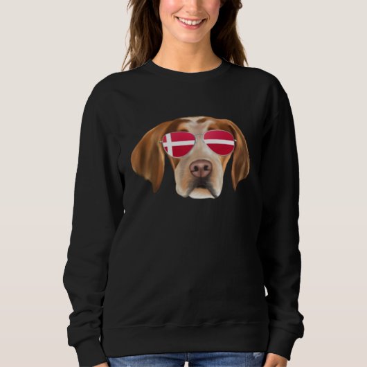 Danish Flag Brittany Dog Denmark Pocket スウェットシャツ (正面)