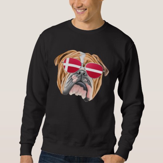 Danish Flag Bulldog Dog Denmark Pocket スウェットシャツ (正面)