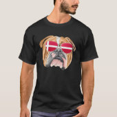 Danish Flag Bulldog Dog Denmark Pocket Tシャツ (正面)