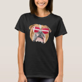 Danish Flag Bulldog Dog Denmark Pocket Tシャツ (正面)