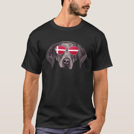 Danish Flag German Shorthaired Pointer Dog Denmark Tシャツ (正面)