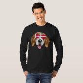 Danish Flag Harrier Dog Denmark Pocket Tシャツ (正面フル)