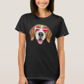 Danish Flag Harrier Dog Denmark Pocket Tシャツ (正面)