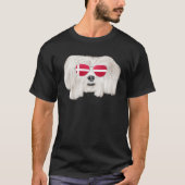 Danish Flag Maltese Dog Denmark Pocket Tシャツ (正面)