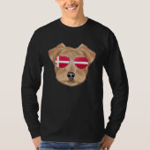Danish Flag Norfolk Terrier Dog Denmark Pocket Tシャツ (正面)