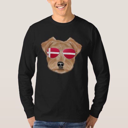 Danish Flag Norfolk Terrier Dog Denmark Pocket Tシャツ (正面)
