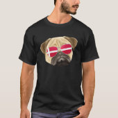 Danish Flag Pug Dog Denmark Pocket Tシャツ (正面)