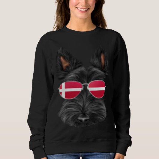 Danish Flag Scottish Terrier Dog Denmark Pocket スウェットシャツ (正面)