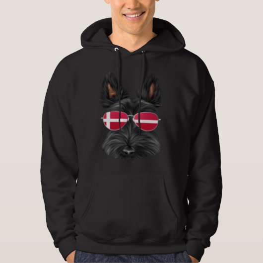Danish Flag Scottish Terrier Dog Denmark Pocket パーカ (正面)